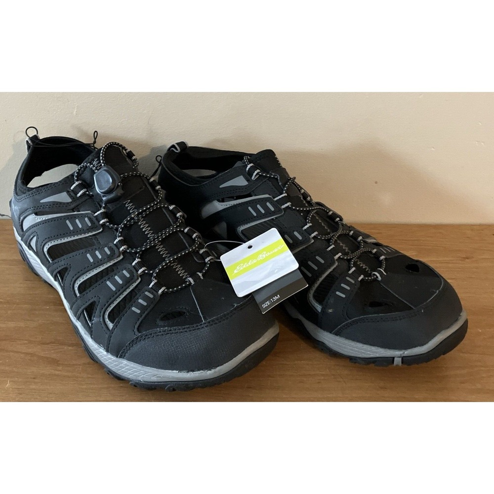 Men's 13M Eddie Bauer Black Eastport Sandals w/Bungee Cord Laces - New with Tag